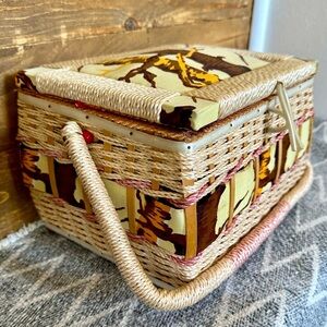 Gorgeous Unique Vintage Wicker Sewing Box 
Tree branch print